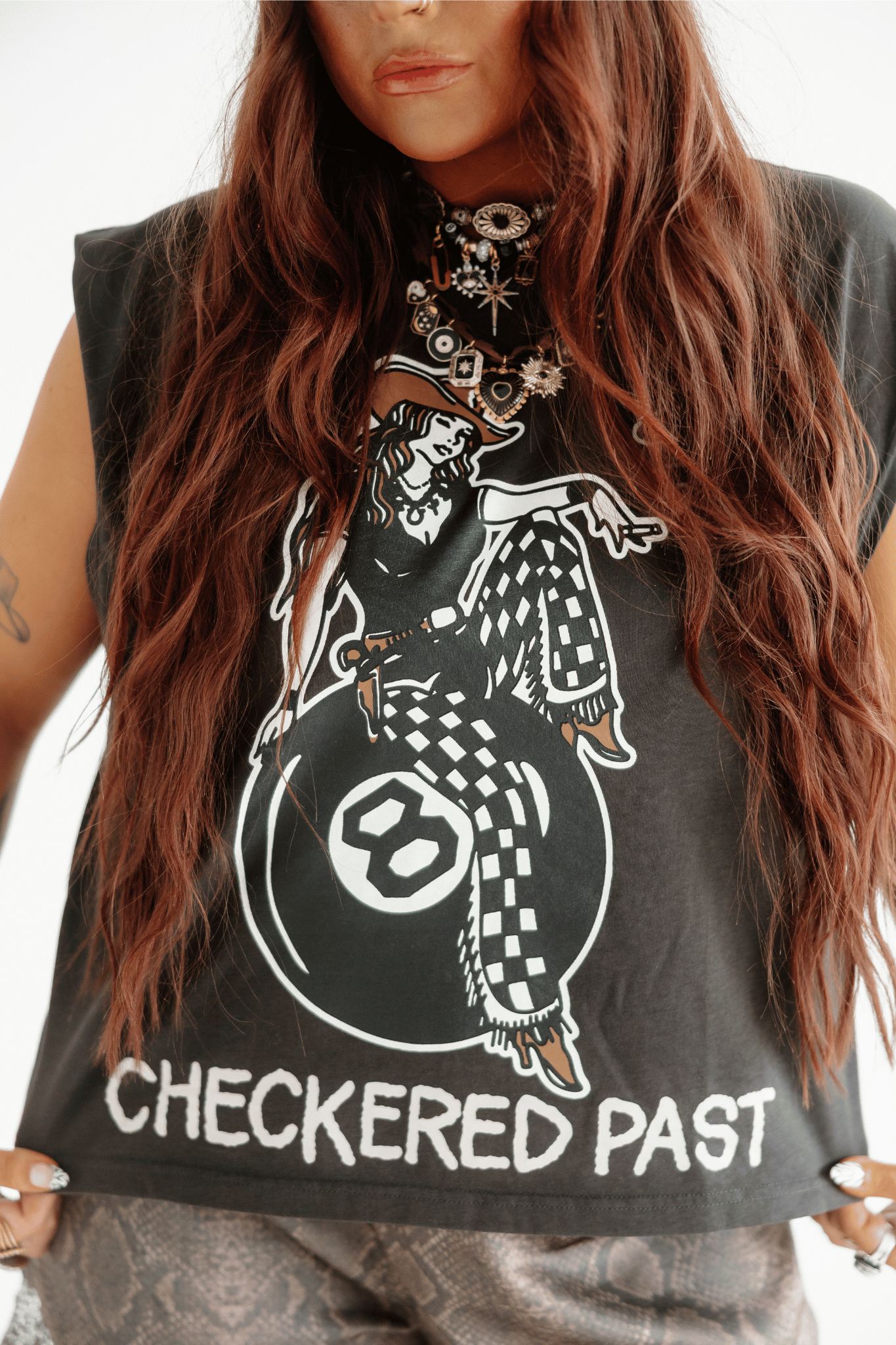 Checkered Past Cropped Muscle Tee